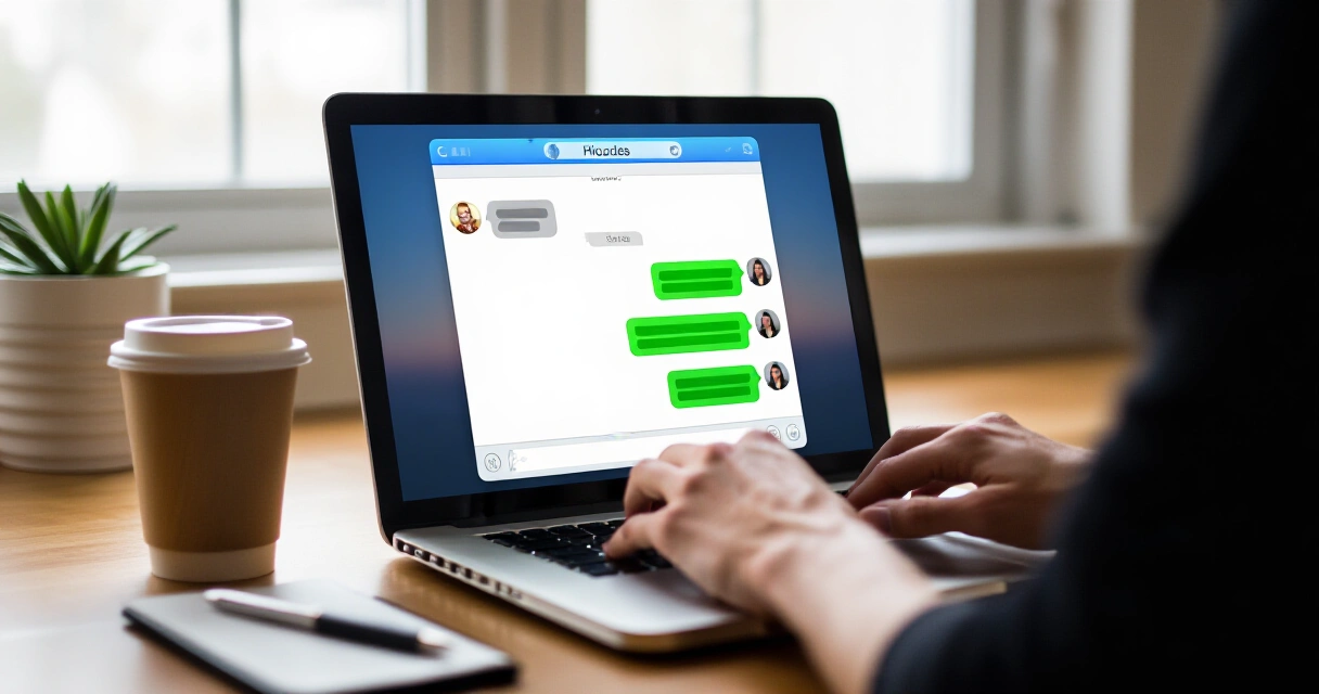 Henkilö käyttää tekoälypohjaista chat-työkalua kannettavalla tietokoneella